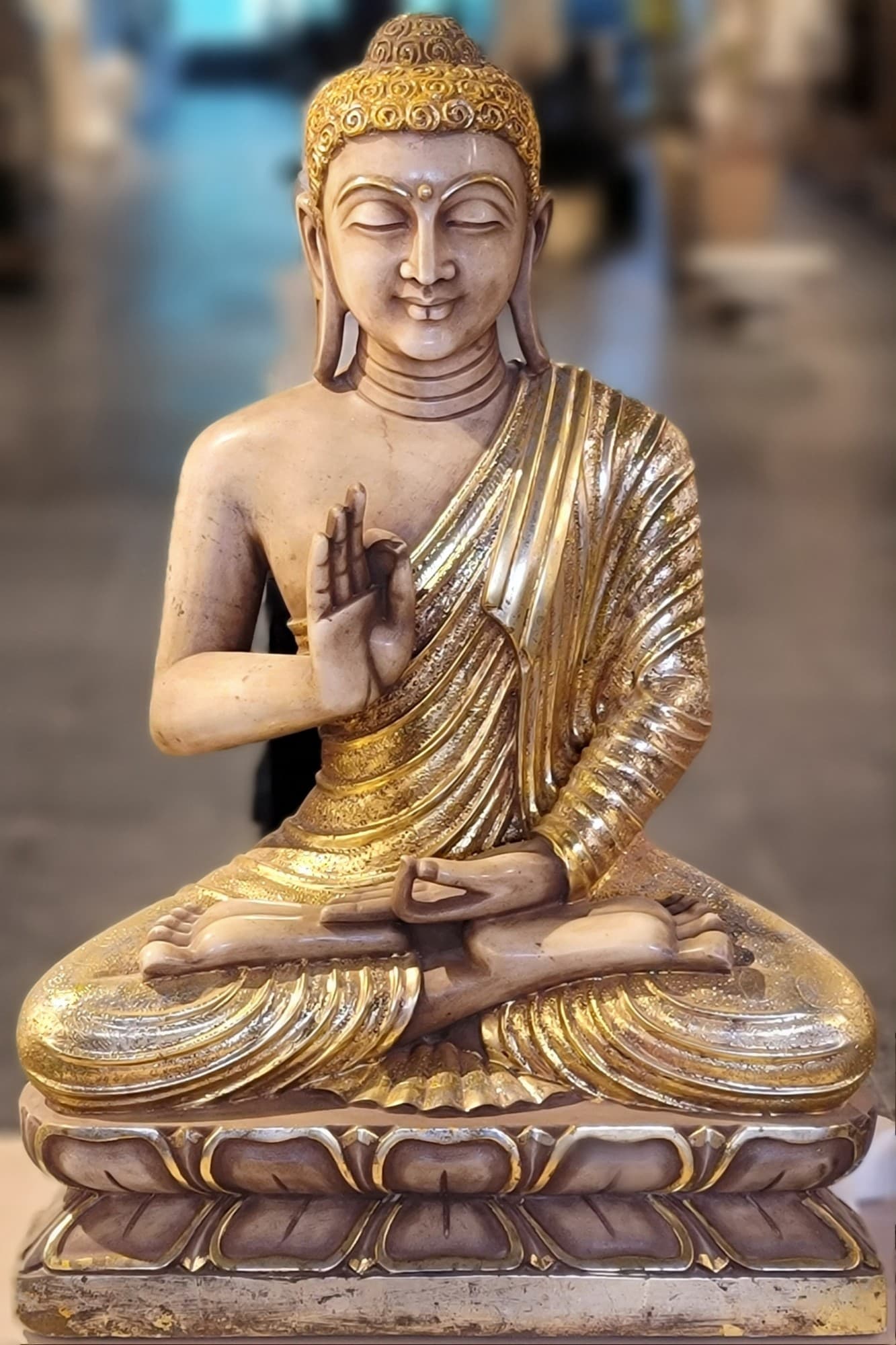 Gold Buddha — White Marble · Hand-Applied Gold Finish
