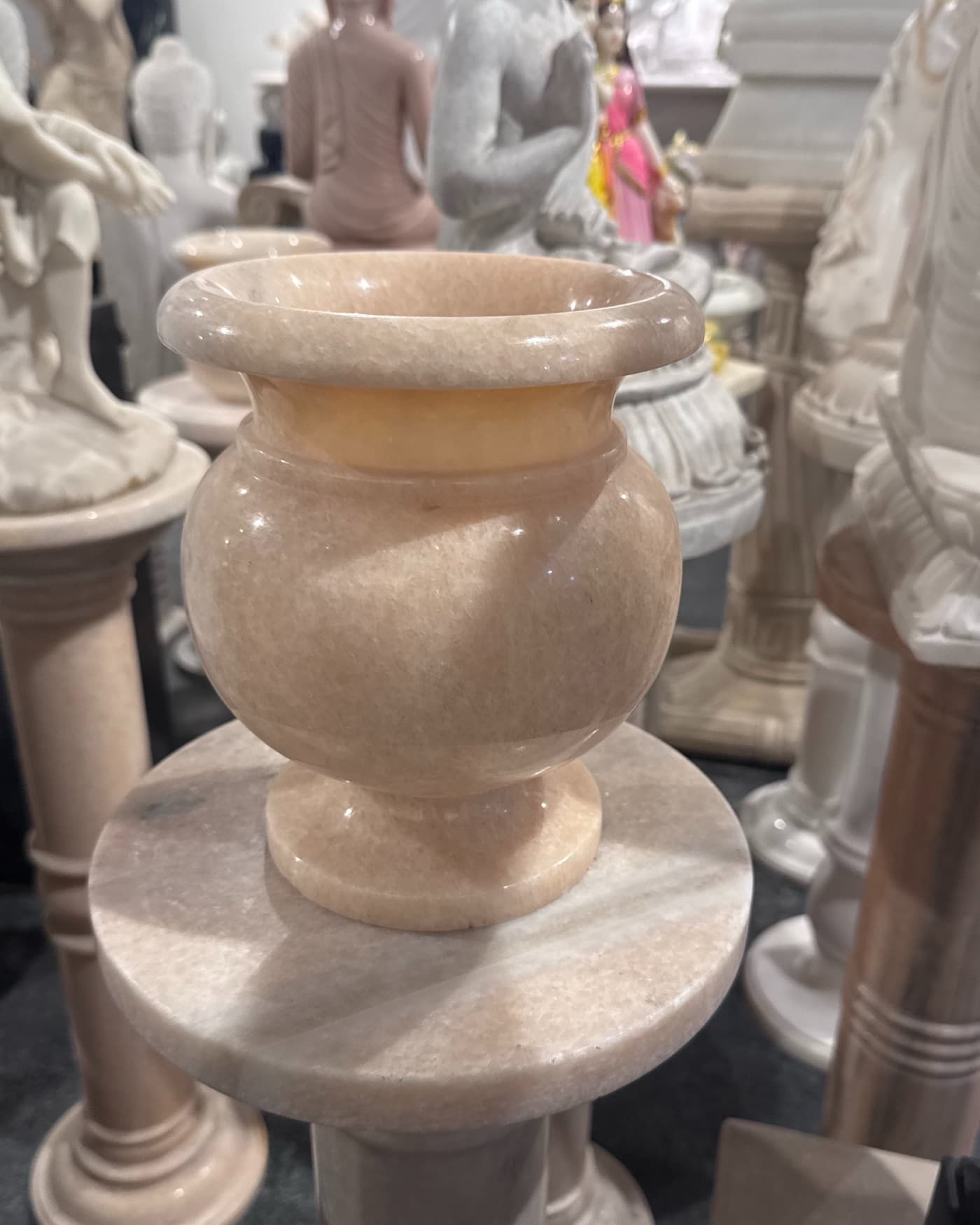Carved Marble Vessel Urns — Natural Marble