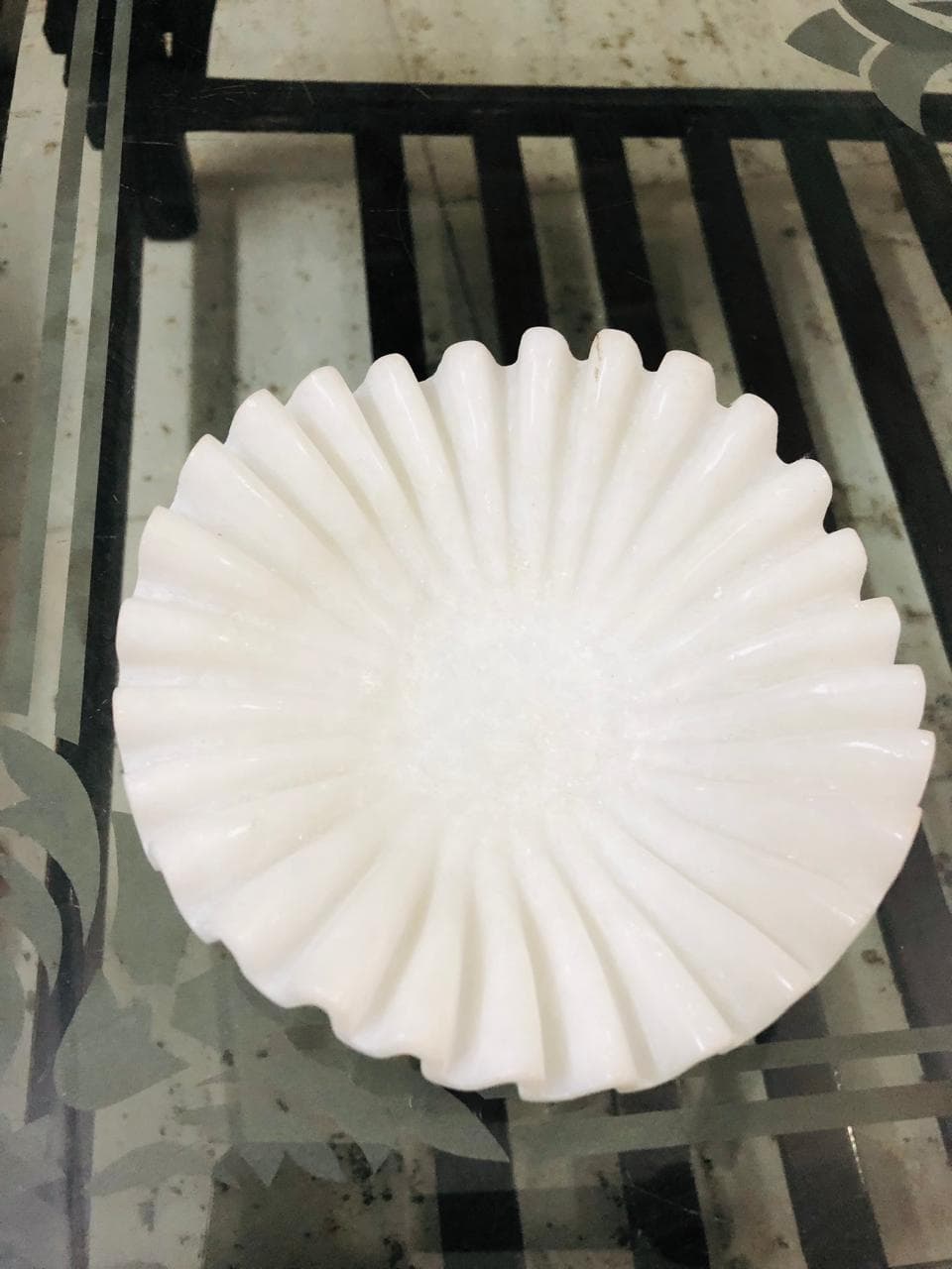Marble Urli Offering Bowl — White Makrana Marble