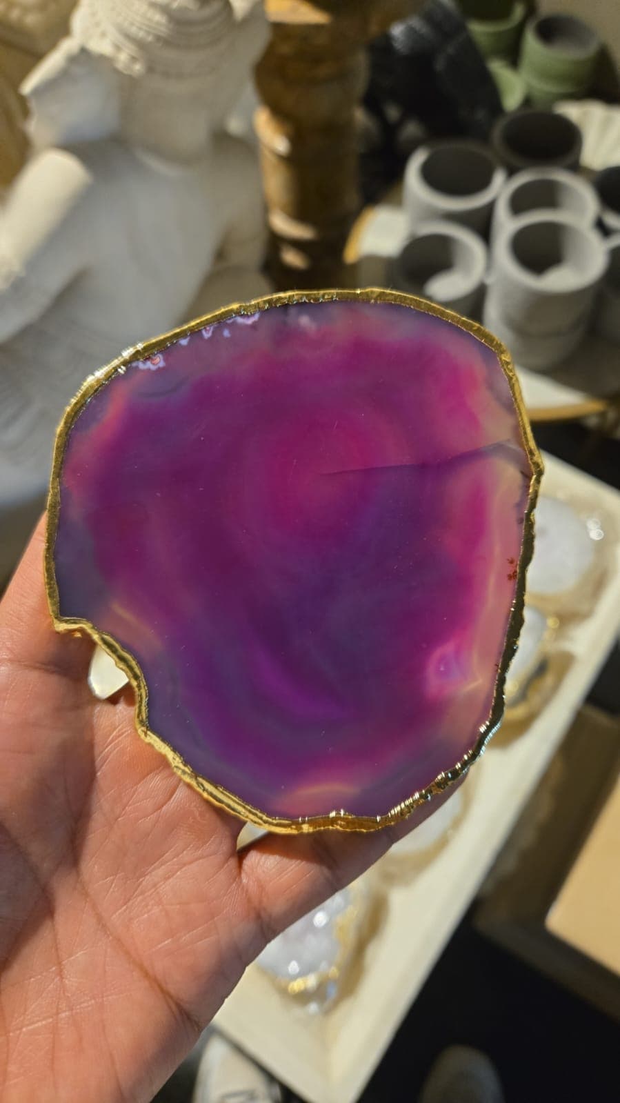 Amethyst Agate Coaster Set — Amethyst Agate · 24k Gold Leaf